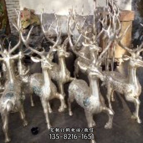 80公分純銅鹿草坪動物雕塑擺件（4）