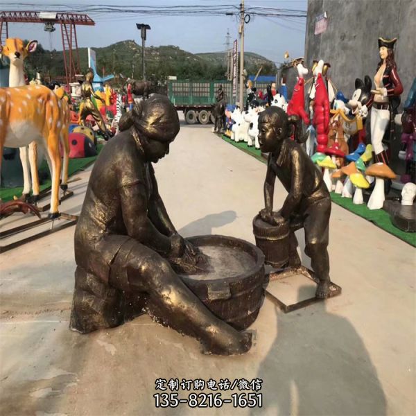 戶外景區玻璃鋼仿銅人物雕塑 （2）