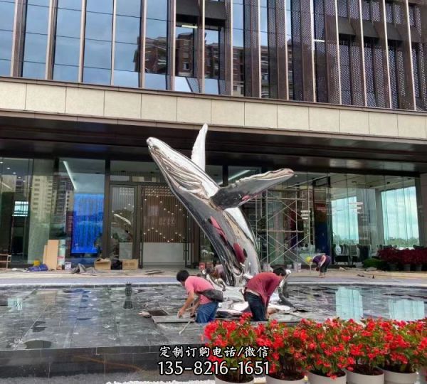 不銹鋼海豚小型景觀動物雕塑（1）