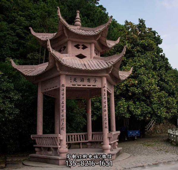 定制石雕涼亭、長廊、廊架  公園觀賞乘涼景觀雕塑（3）