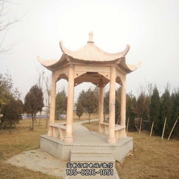定制石雕涼亭、長廊、廊架  公園觀賞乘涼景觀雕塑（2）
