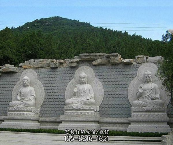 景區寺廟大型佛像景觀石雕三寶佛雕塑（3）