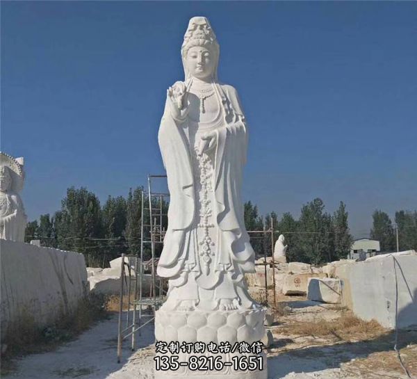 景區大型漢白玉石雕佛像觀音雕塑（1）