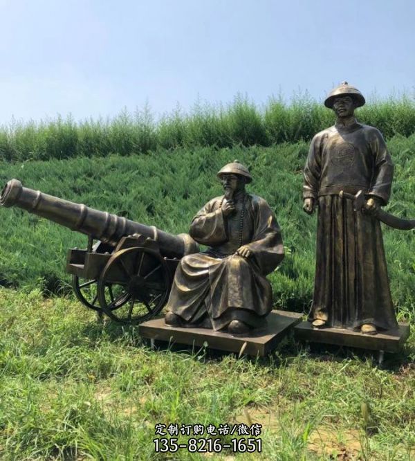 古代人物景觀玻璃鋼仿銅擺件