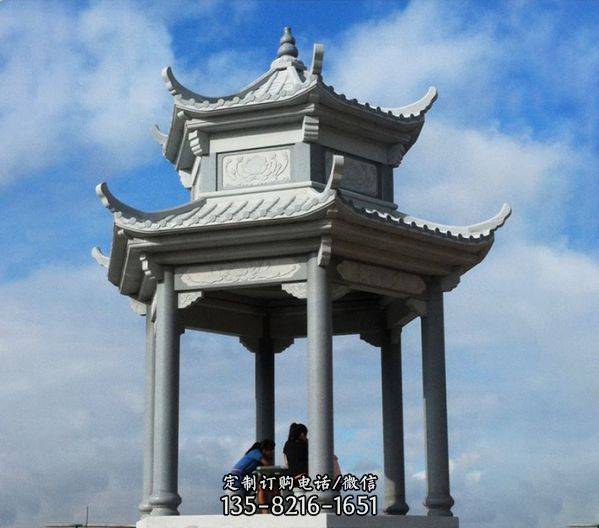 庭院石雕六角涼亭雕塑（6）
