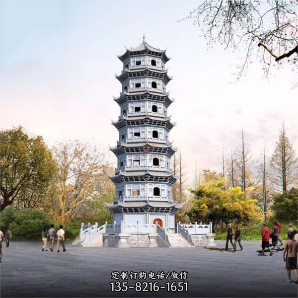花崗巖石雕戶外大型景觀石雕佛塔雕塑（5）