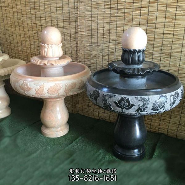  戶外庭院流水轉運球石雕景觀生財擺件全套（1）
