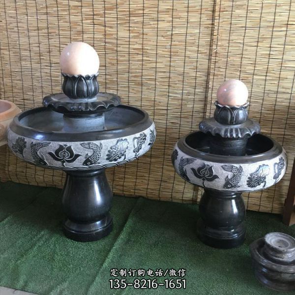  戶外庭院流水轉運球石雕景觀生財擺件全套（3）