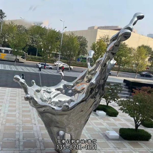 廣場大型不銹鋼鏡面浪花水滴雕塑（2）