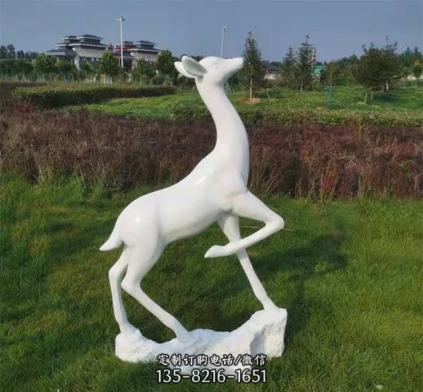 玻璃鋼抽象白色母子鹿組合景觀園林小品擺件 （5）