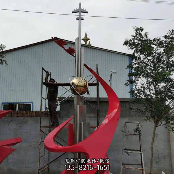 廣場創意不銹鋼鏤空鏡面抽象景觀雕塑（1）