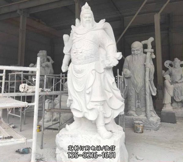 寺院大理石青石雕刻關公神像雕塑（2）