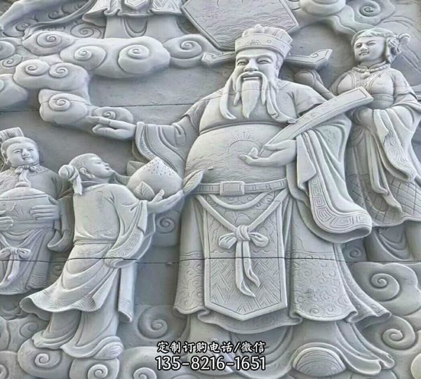 庭院晚霞紅大理石仿古浮雕壁畫裝飾擺件（3）