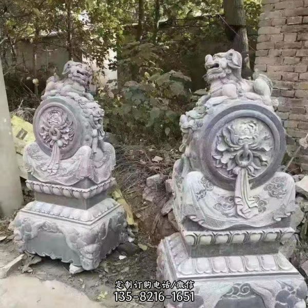 庭院門口仿古漢白玉石抱鼓擺件（1）