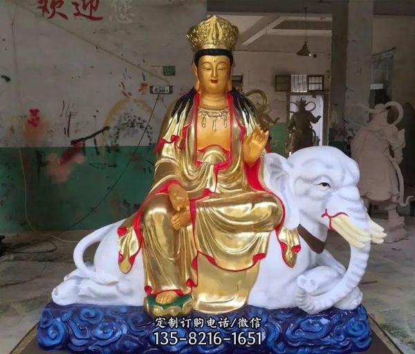 寺廟供奉佛像玻璃鋼漆金文殊菩薩雕塑（1）