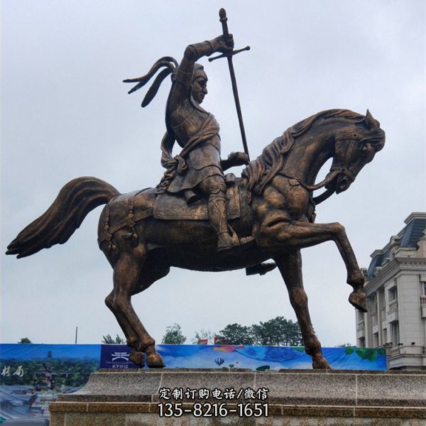 廣場擺放鍛銅古代騎馬將軍人物雕塑（5）