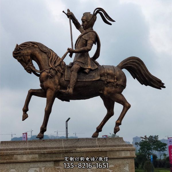 廣場擺放鍛銅古代騎馬將軍人物雕塑（3）