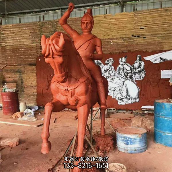 廣場擺放鍛銅古代騎馬將軍人物雕塑（4）