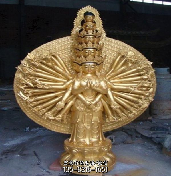 寺院玻璃鋼噴金烤漆觀音雕塑（4）