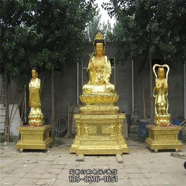 寺院玻璃鋼噴金烤漆觀音雕塑（5）
