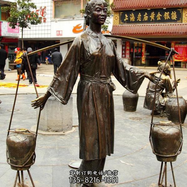 戶外廣場街頭擺放玻璃鋼仿銅人物雕塑（5）