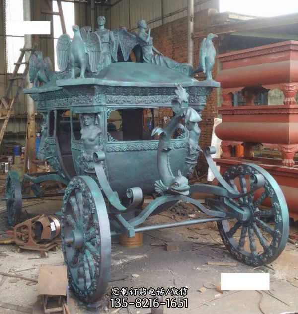 城市商業街鑄銅馬拉車雕塑（5）