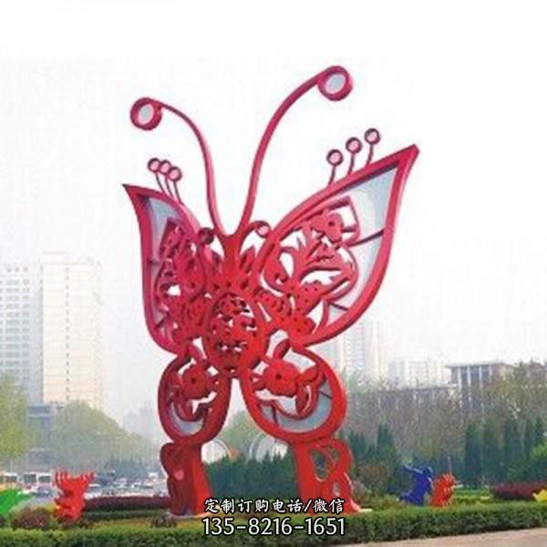  不銹鋼鏤空仿真動物蝴蝶雕塑 廠家定制（4）