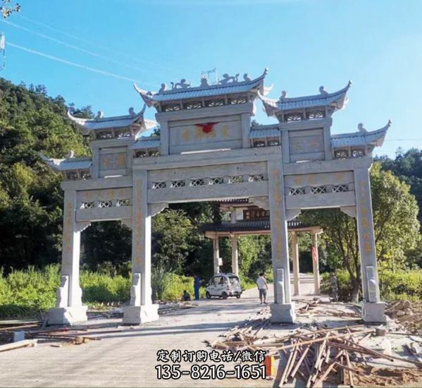 青石浮雕石牌樓 景區裝飾花崗巖石雕牌坊（4）