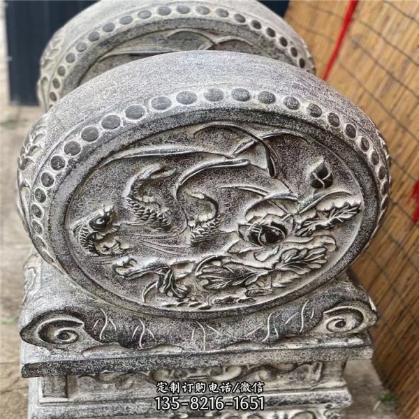  石雕門墩 青石圓鼓抱鼓石雕塑（4）