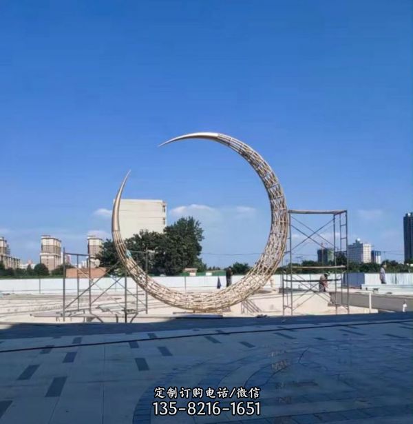 水景圓環(huán)擺件不銹鋼月LED燈光定制園林景觀雕塑（2）