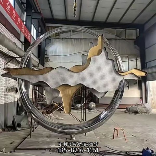 水景圓環(huán)擺件不銹鋼月LED燈光定制園林景觀雕塑（3）