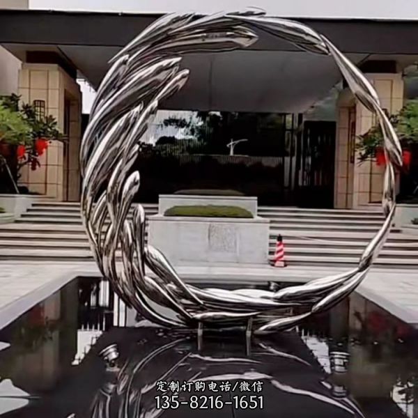 水景圓環(huán)擺件不銹鋼月LED燈光定制園林景觀雕塑（4）