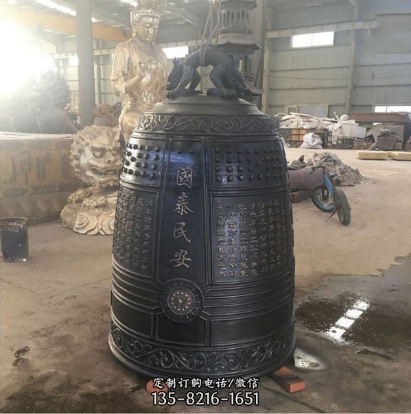 寺廟祭祀擺放純銅鑄造祈福鐘雕塑（1）