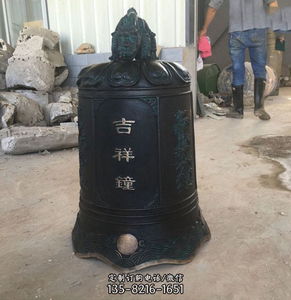 寺廟祭祀擺放純銅鑄造祈福鐘雕塑（6）
