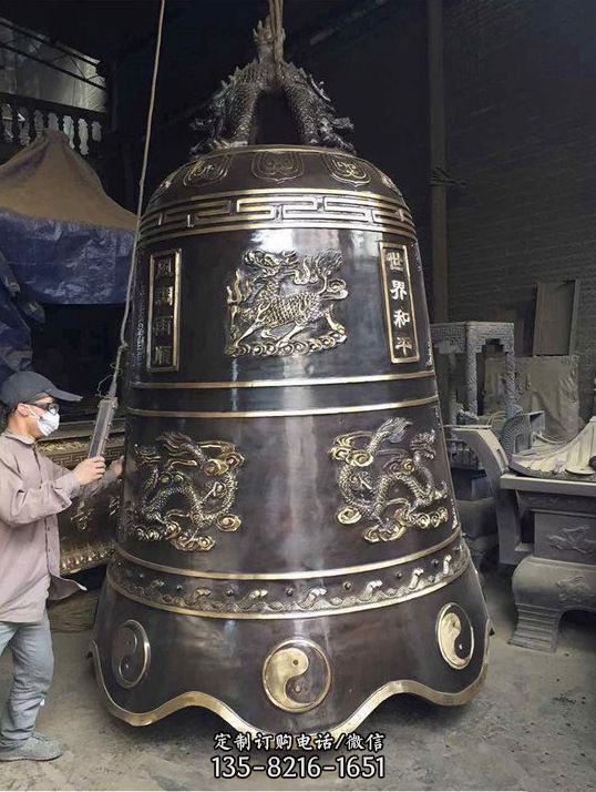 寺廟祭祀擺放純銅鑄造祈福鐘雕塑（7）