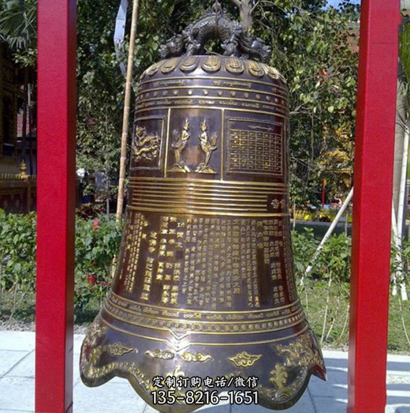 寺廟祭祀擺放純銅鑄造祈福鐘雕塑（5）