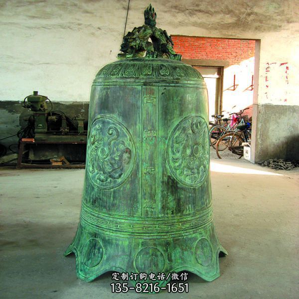 寺廟大型玻璃鋼仿古做舊青銅器銅鐘雕塑（2）