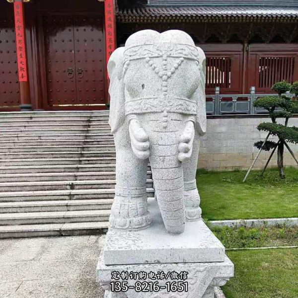 定制吉祥如意石雕招財仿古大象雕塑（3）