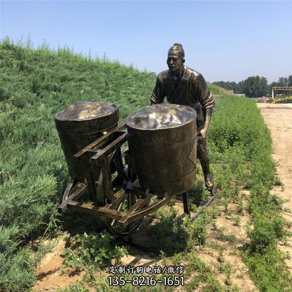農(nóng)場擺放玻璃鋼仿銅農(nóng)耕人物雕塑小品（4）