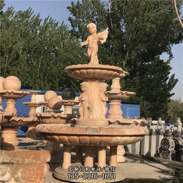 小區廣場景觀石雕流水黃銹石噴泉擺件（3）