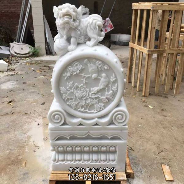 庭院別墅石雕柱墩 蓮花瑞獸石雕石凳石桌（1）