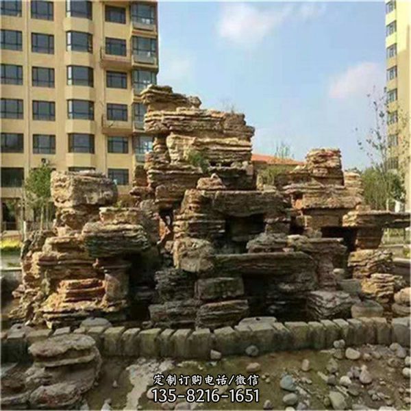廣場庭院戶外造景大型立式千層流水假山石（5）