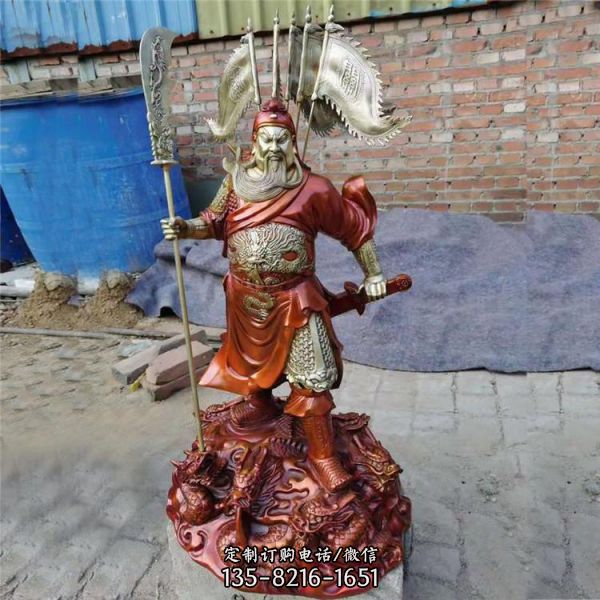 定制純銅九龍手持青龍偃月刀銅雕關(guān)公神像（2）