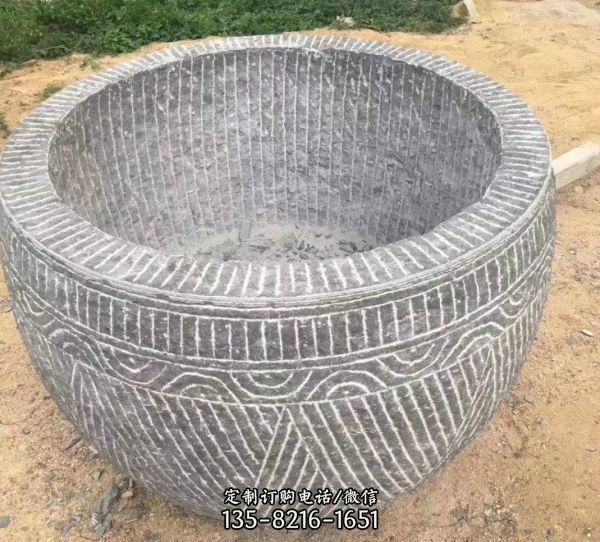 庭院戶外仿古青石雕養(yǎng)魚石缸擺件（3）