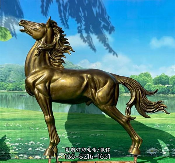 園林景觀草坪擺放玻璃鋼仿銅馬雕塑（4）