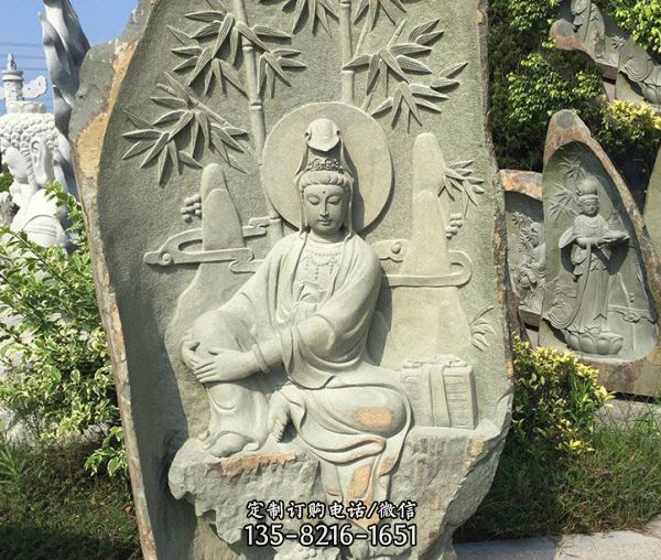 寺廟擺放大理石雕刻觀音菩薩佛像雕塑 （2）