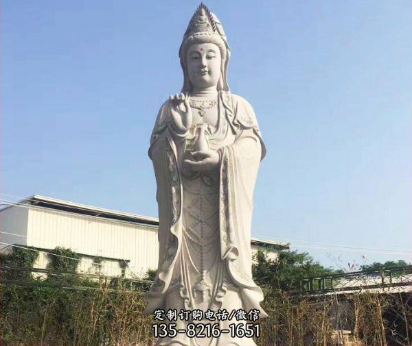 寺廟擺放大理石雕刻觀音菩薩佛像雕塑 （1）