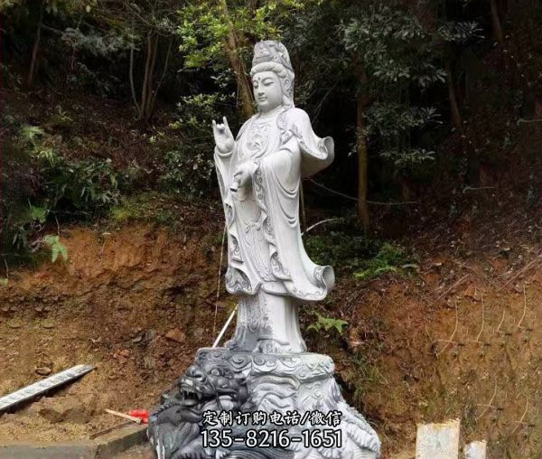 寺廟擺放大理石雕刻觀音菩薩佛像雕塑 （5）