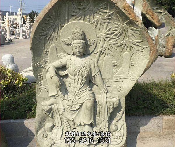 寺廟擺放大理石雕刻觀音菩薩佛像雕塑 （9）