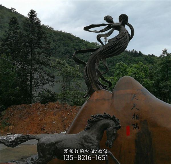 戶外景區創意玻璃鋼彩繪  仿銅人物雕塑（5）